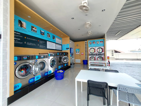 Bangok,Thailand-2023 April  29:  Otteri auto matic laundry  franchise service in communityのeditorial素材