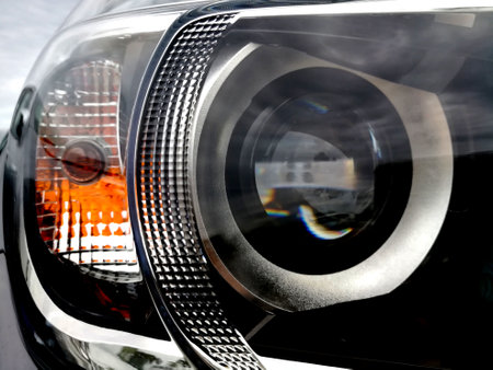 close up projector head light lamp designの写真素材