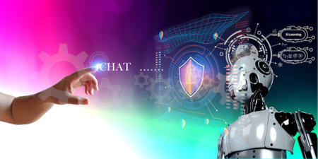 people using AI working on business under safety and development banking industrial technology...