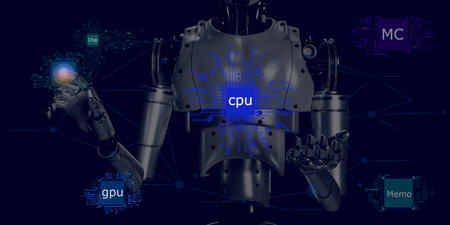AI technology processing uses mobile or computer code algorithms to develop business industries.