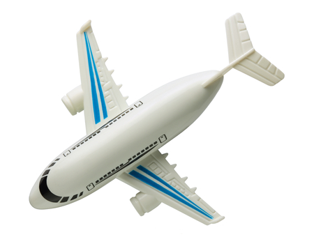 plastic toy plane isolated on white backgroundの写真素材