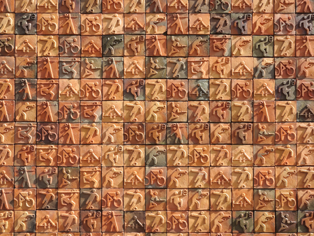 exercise symbol in tiles on the wall