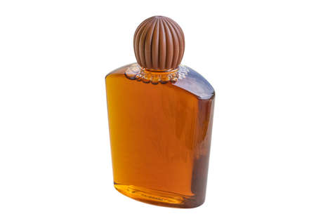 Wild honey is packaged in preserved clear glass jars. on a white backgroundの写真素材