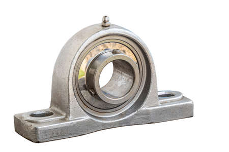 stainless steel ball-bearing unit size 35 mm, isolated on a white background.の写真素材
