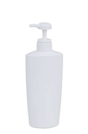 Empty lotion bottle medical skincare products and cosmetics lotion cream jar packaging on a white decorative background. health and beauty conceptの写真素材