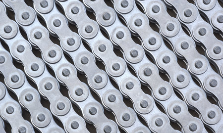 Industrial Chain a close-up shot in black and white, is used as a background.の写真素材