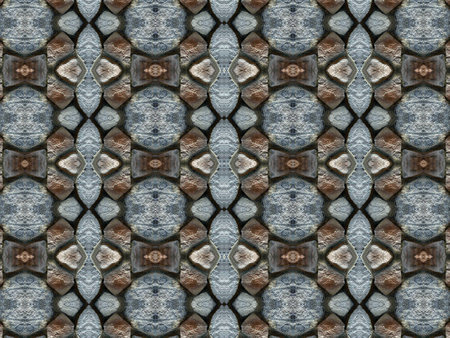 Stone wall background pattern. Old paving stones abstract background.の写真素材
