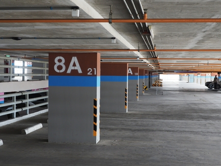 Empty parking garage in the buildingの写真素材