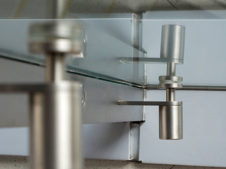 Glass fittings for frameless glass facades and walls.の写真素材