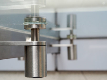 Glass fittings for frameless glass facades and wallsの写真素材