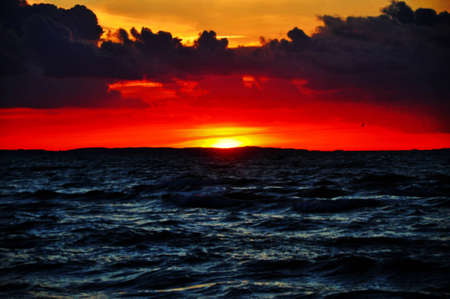 cloudy sky over the seaの写真素材