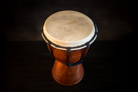 Handmade wooden Djembe drumの写真素材