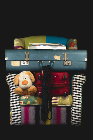 Luggage and Suitcase on Living room chairの写真素材