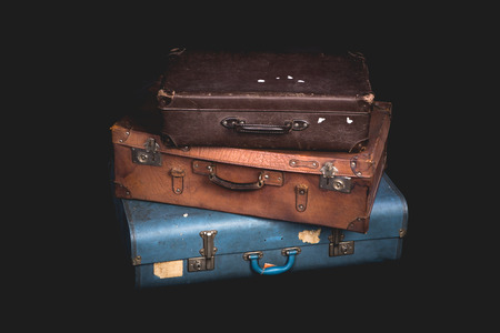 Set of old suitcases, Vintage baggageの写真素材