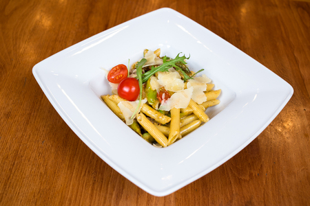 Imperatore Romano pasta in white plateの写真素材