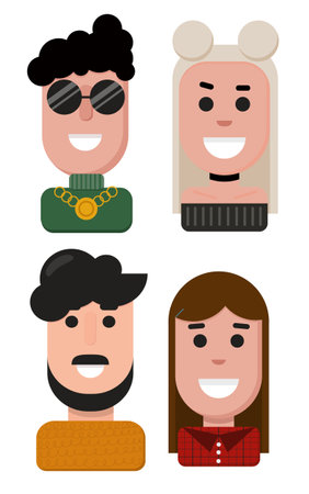 Flat avatars icons set. male and female characters