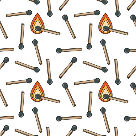 Seamless texture with matches on white backgroundのイラスト素材