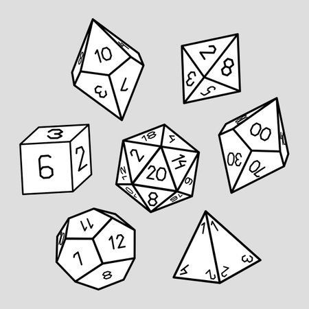 Vector set of dice for fantasy board games dnd rpgのイラスト素材