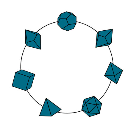 Blue dice frame in square shape, hand drawn vectorのイラスト素材