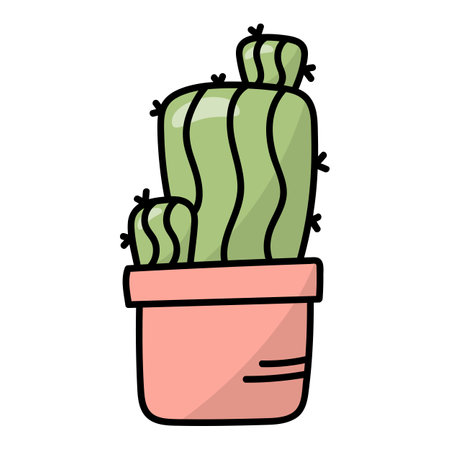 Vector illustration of a bright cactus. flat, cuteのイラスト素材