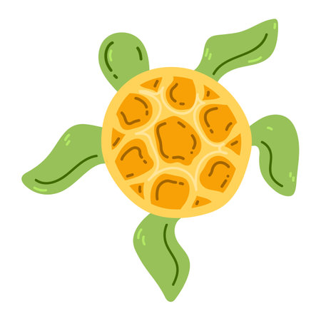 Cute cartoon turtle. View from above. Cartoon flatのイラスト素材