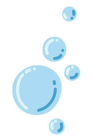 Blue flat air bubbles. Soap bubbles, outline waterのイラスト素材