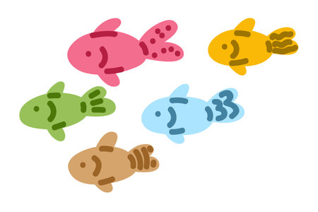 Isolated cute sea fish. Cartoon fish set. colorfulのイラスト素材