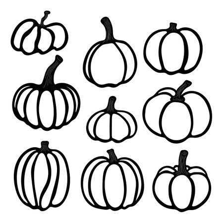 Set of pumpkin silhouettes. Vector illustration, Halloween traditionalのイラスト素材