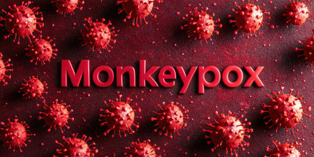 Monkeypox awareness concept with virus pattern background designの素材