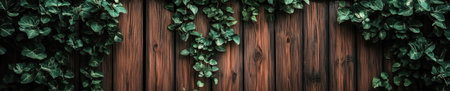 Rustic wooden wall with lush greenery - cinematic nature close-upの素材