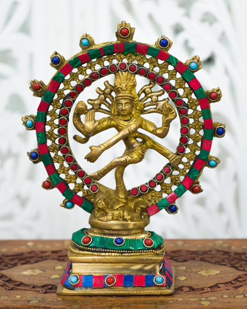 MOSCOW, RUSSIA - CIRCA OCTOBER, 2019: Ritual statuette of God Nataraj. Bronze, decorated. Made in India, handmade, Delhi.bazaar, sale.のeditorial素材
