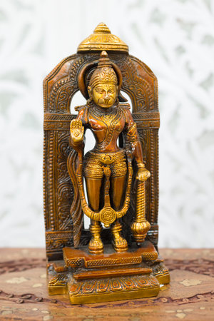 MOSCOW, RUSSIA - CIRCA OCTOBER, 2019: Ritual statuette of God Hanuman. Bronze, decorated. Made in India, handmade, Delhi.bazaar, sale.のeditorial素材