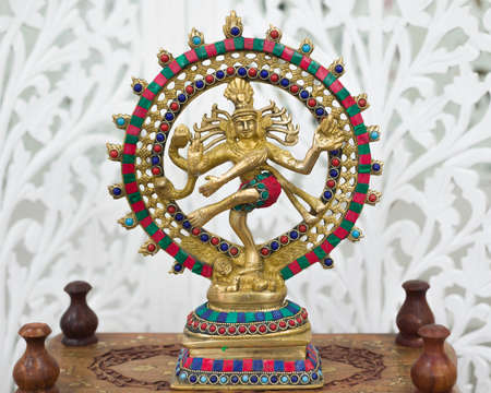 MOSCOW, RUSSIA - CIRCA OCTOBER, 2019: Ritual statuette of God Shiv Natraj (Dancing). Bronze, decorated. Made in India, handmade, Delhi.bazaar, sale.のeditorial素材