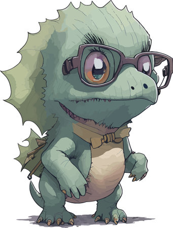 Portrait of a cute Dinosaur wearing glasses. White background.のイラスト素材