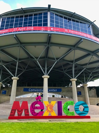 Hannover, Germany - April 2018: Large advertisement from official partner country of 2018, Mexicoのeditorial素材