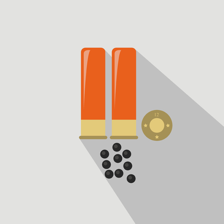 Ammo from hunting gun. Flat and cartoon style. Vector illustration. Hunting season.の写真素材