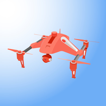 Realistic remote air drone quad-copter with camera. Vector illustration.のイラスト素材