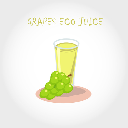 glass of bio fresh grapes juice. Vector illustration. Text title.のイラスト素材