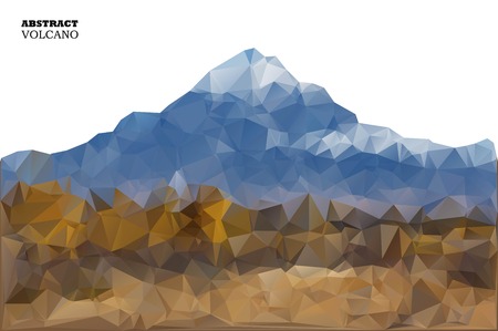 Volcano in low polygon style. Abstract background for design.Vector illustrationのイラスト素材
