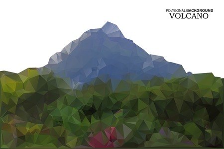 Volcano in low polygon style. Abstract background for design.Vector illustrationのイラスト素材