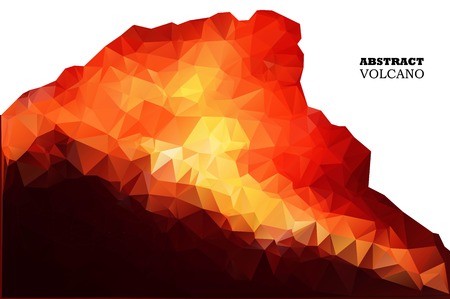 Volcano in low polygon style. Abstract background for design.Vector illustrationのイラスト素材