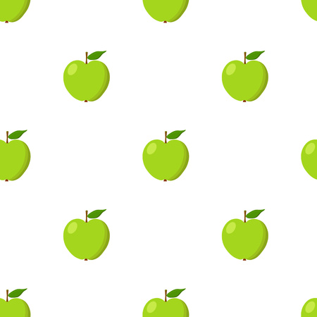 Green apples seamless background. Pattern with organic and eco fruits. Vector illustration.のイラスト素材