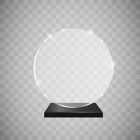 Glass trophy award vector illustration. Vector illustration of shiny award. Glossy transparent trophy. For you design.のイラスト素材