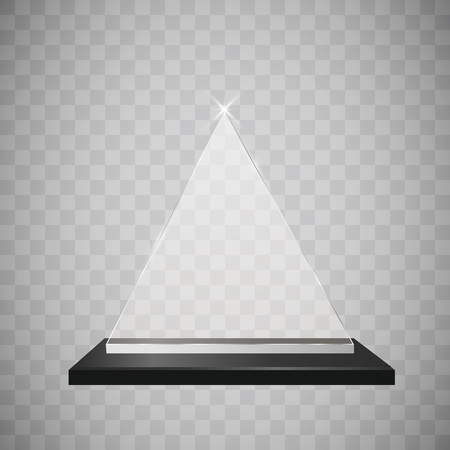 Glass trophy award vector illustration. Vector illustration of shiny award. Glossy transparent trophy. For you design.のイラスト素材