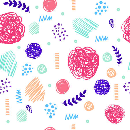 Creative doodle art header with different shapes and textures. Vector trendy illustrationのイラスト素材