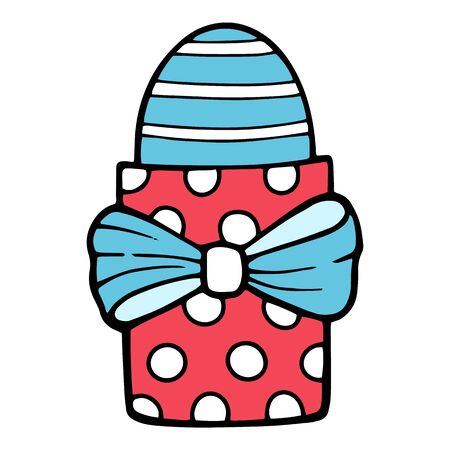 Happy Easter egg in gift box icon. Hand drawn illustration of Happy Easter egg in gift box vector icon for web designのイラスト素材