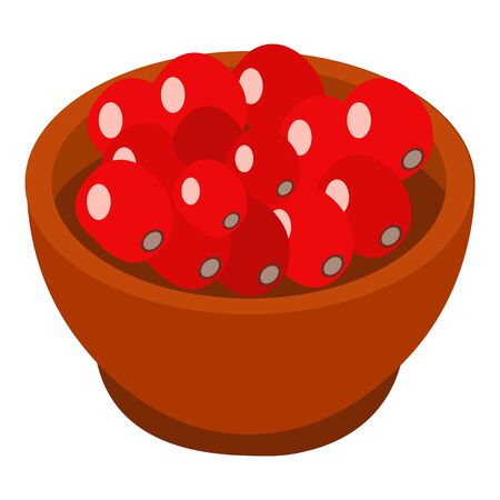 Rose hip spice bowl icon. Isometric of rose hip spice bowl vector icon for web design isolated on white backgroundのイラスト素材