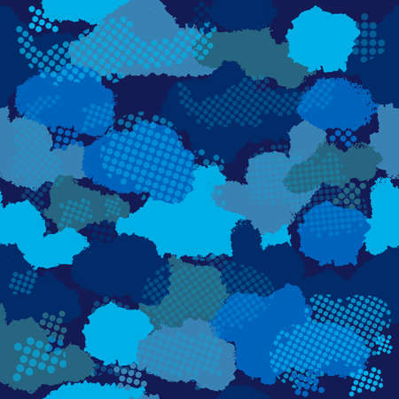 Seamless camouflage pattern. Repeating digital dotted camo military texture background. Abstract modern fabric textile ornament. Vector illustration.のイラスト素材