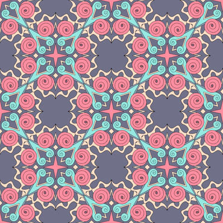Arabic geometric hexagonal pattern, outline hand drawn styleのイラスト素材