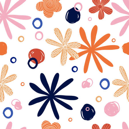Flower trend pattern, cartoon style